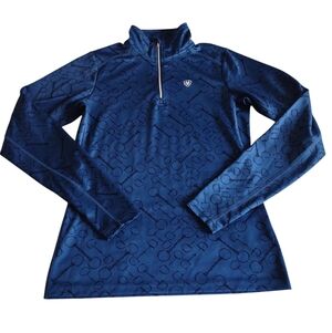 Ariat Tek Equestrian Blue Printed Quarter Zip Pullover Womens Small